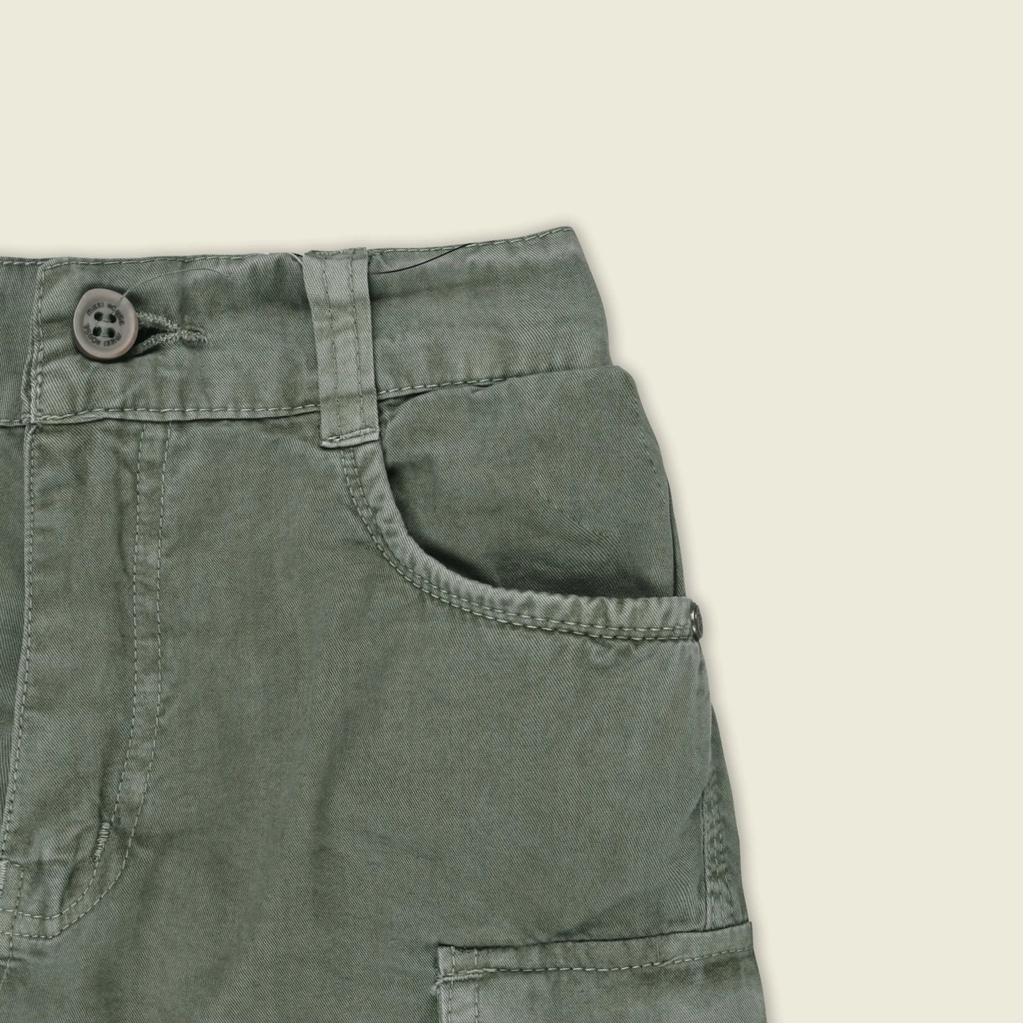 Boys Cotton Denim Cargo Shorts with Button Closure & Utility Pockets