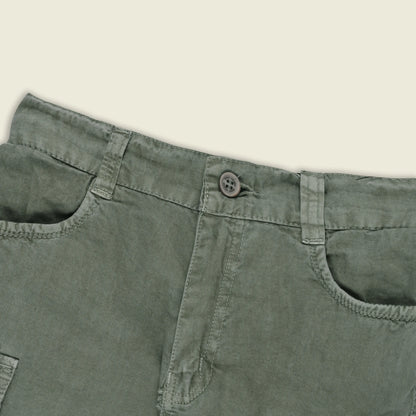 Boys Cotton Denim Cargo Shorts with Button Closure & Utility Pockets