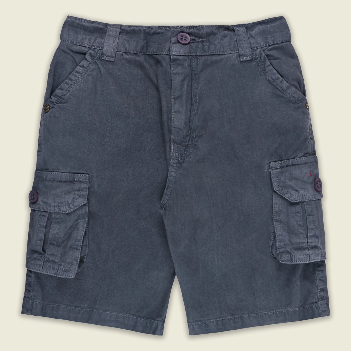 Boys Cotton Denim Cargo Shorts with Button Closure & Utility Pockets