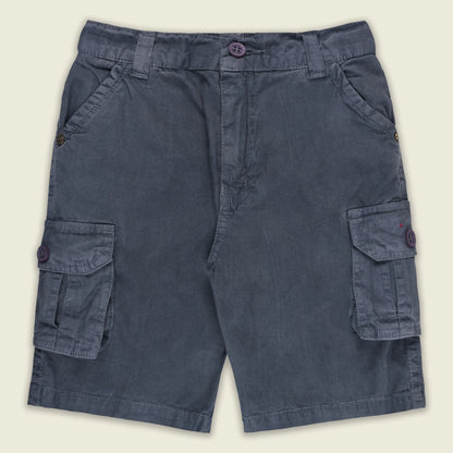 Boys Cotton Denim Cargo Shorts with Button Closure & Utility Pockets