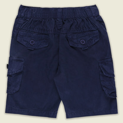 Boys Cotton Denim Cargo Shorts with Button Closure & Utility Pockets