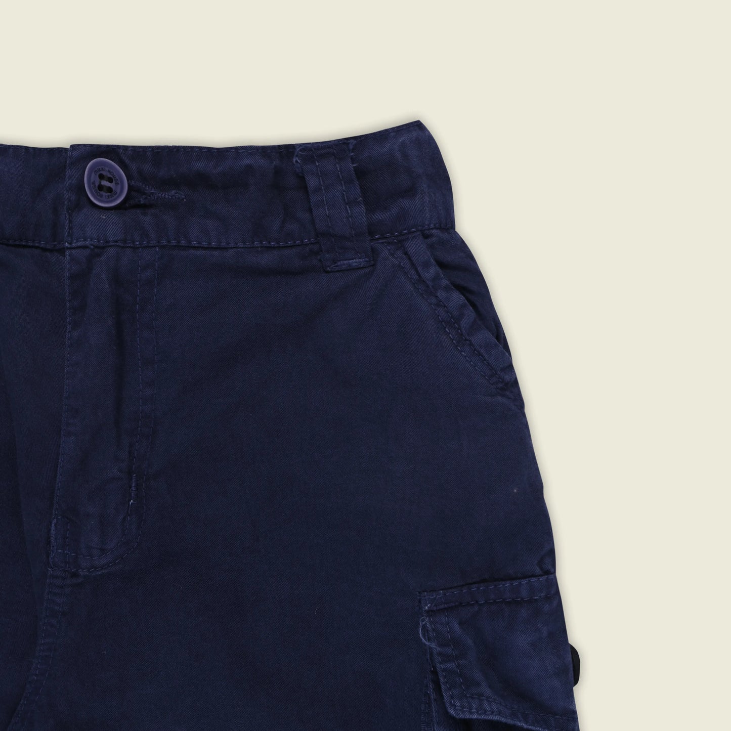 Boys Cotton Denim Cargo Shorts with Button Closure & Utility Pockets