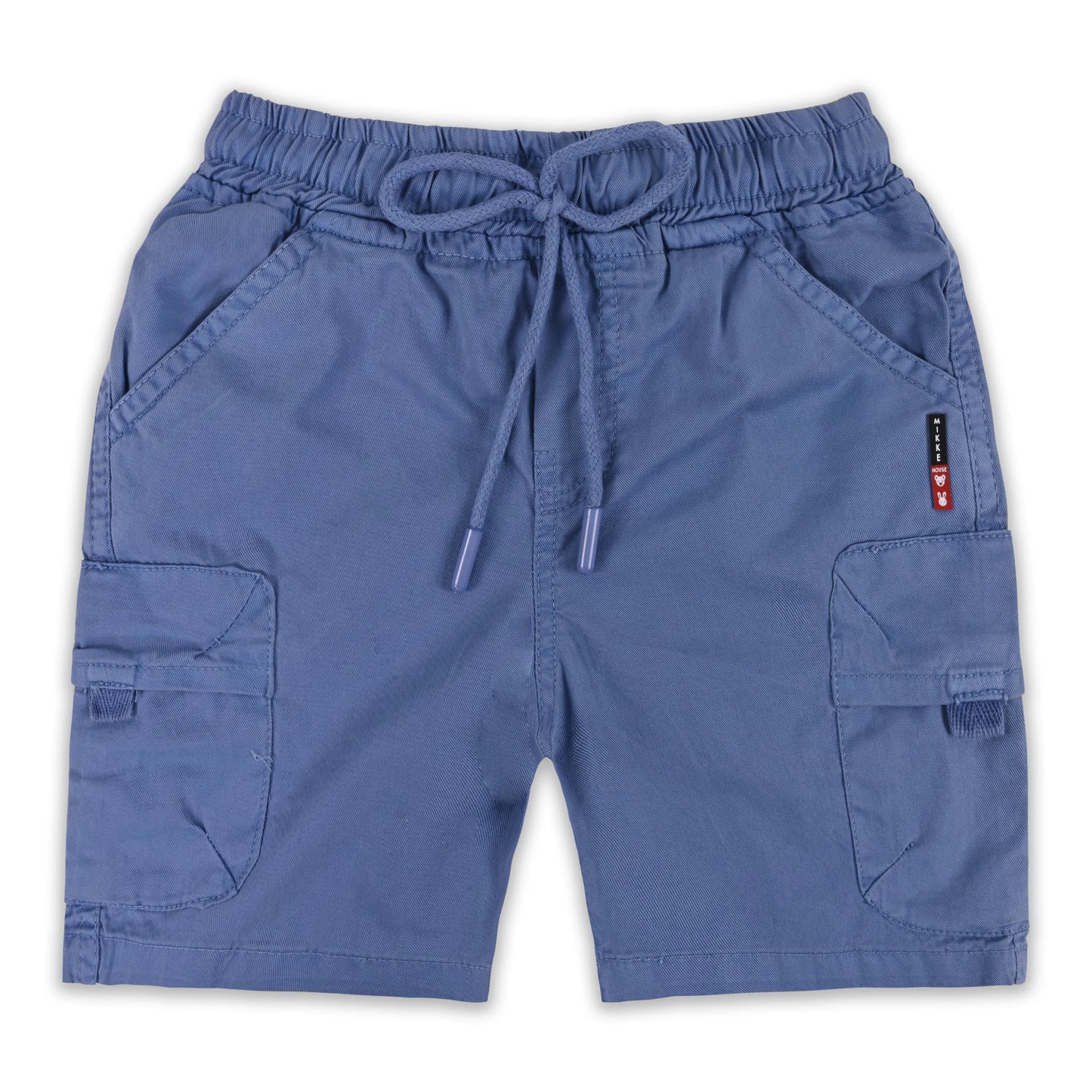 Boys Cotton Denim Cargo Shorts with Drawstring Waist