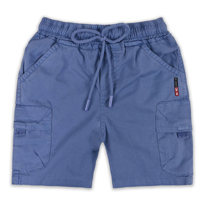 Boys Cotton Denim Cargo Shorts with Drawstring Waist