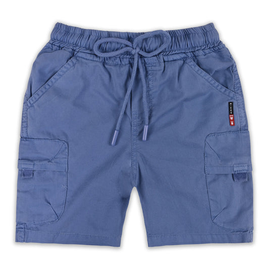Boys Cotton Denim Cargo Shorts with Drawstring Waist