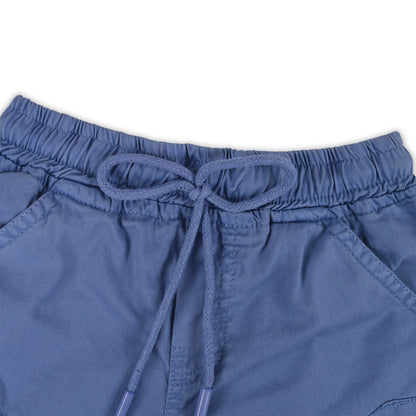 Boys Cotton Denim Cargo Shorts with Drawstring Waist