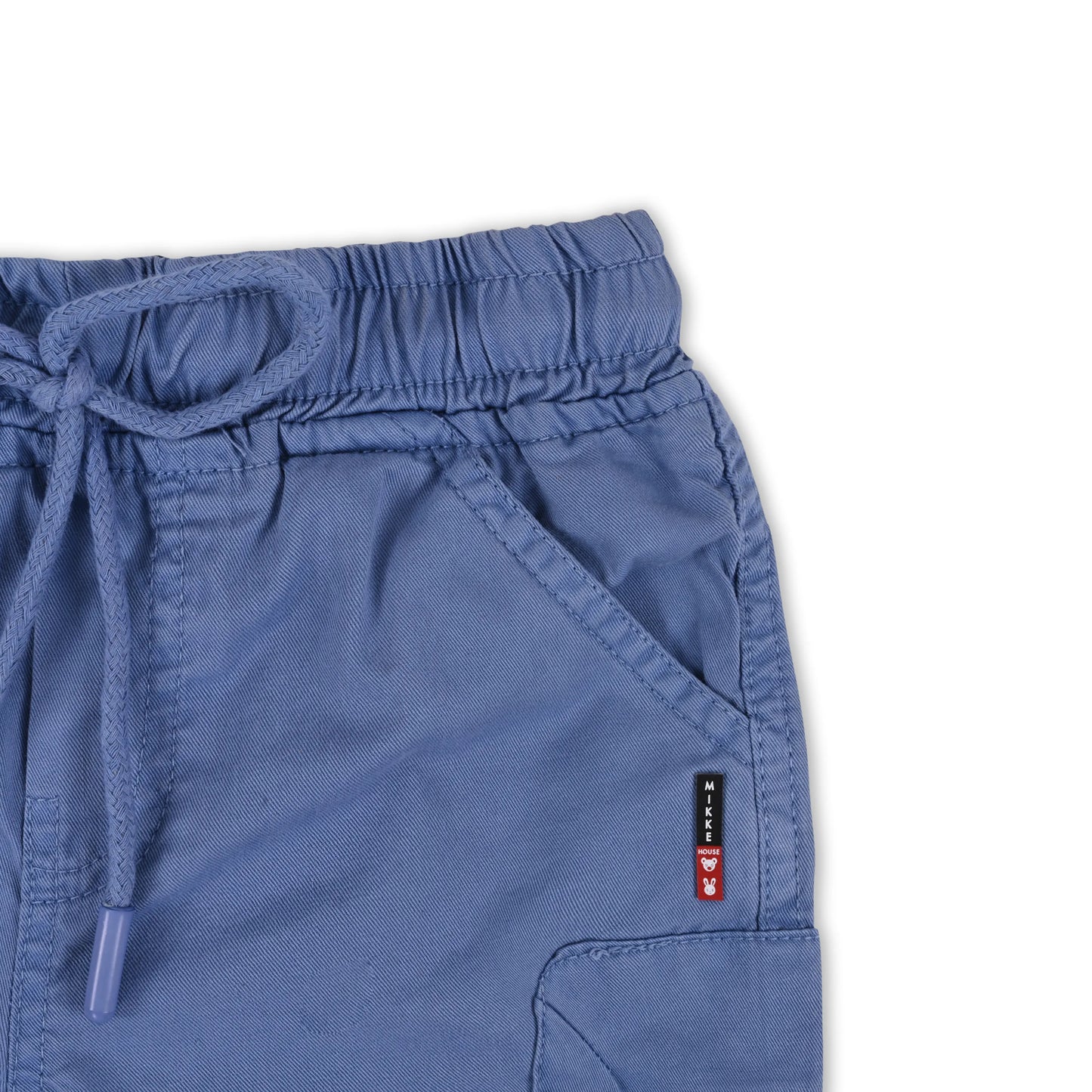 Boys Cotton Denim Cargo Shorts with Drawstring Waist