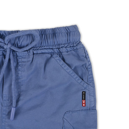 Boys Cotton Denim Cargo Shorts with Drawstring Waist