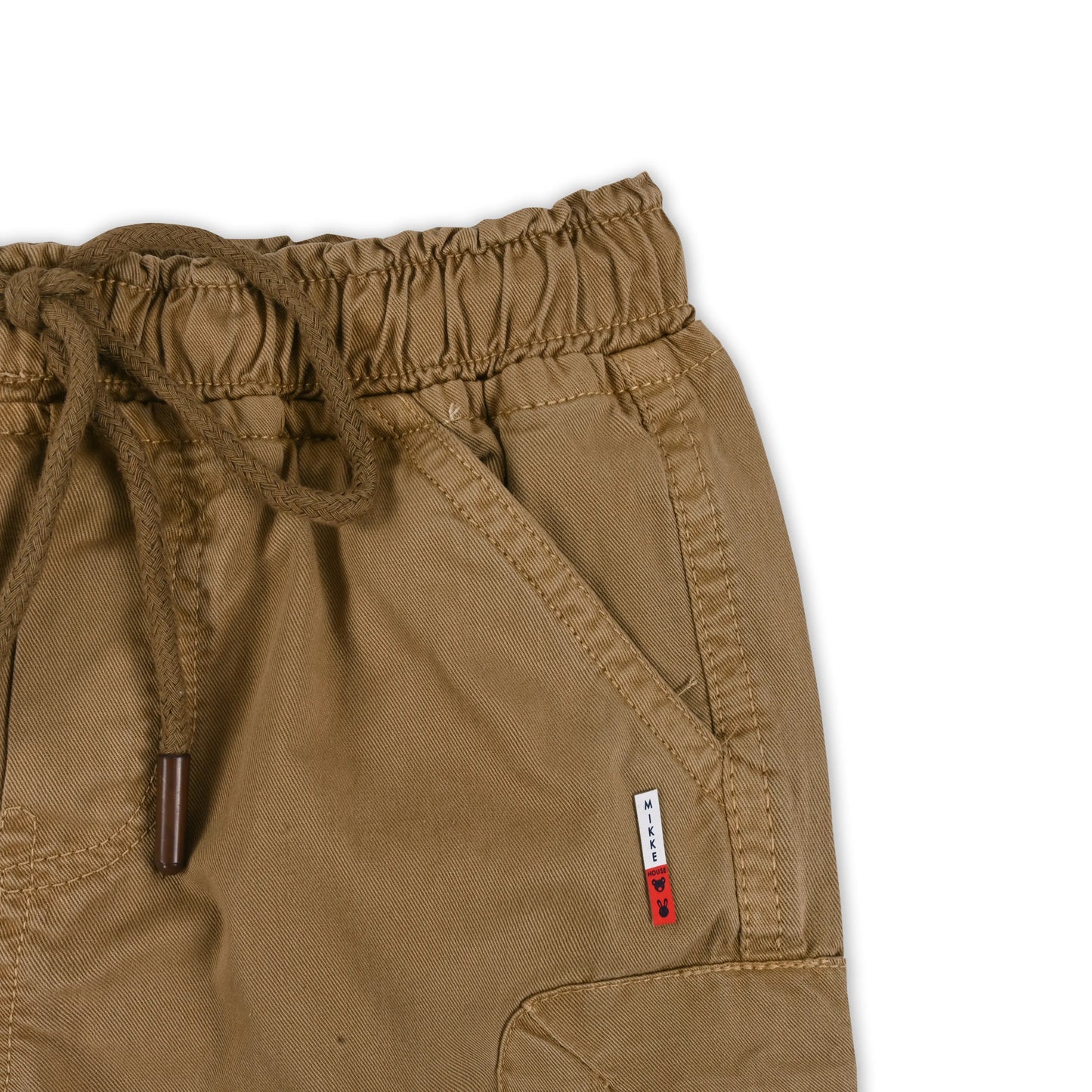 Boys Cotton Denim Cargo Shorts with Drawstring Waist