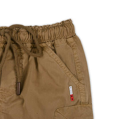 Boys Cotton Denim Cargo Shorts with Drawstring Waist