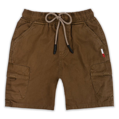Boys Cotton Denim Cargo Shorts with Drawstring Waist