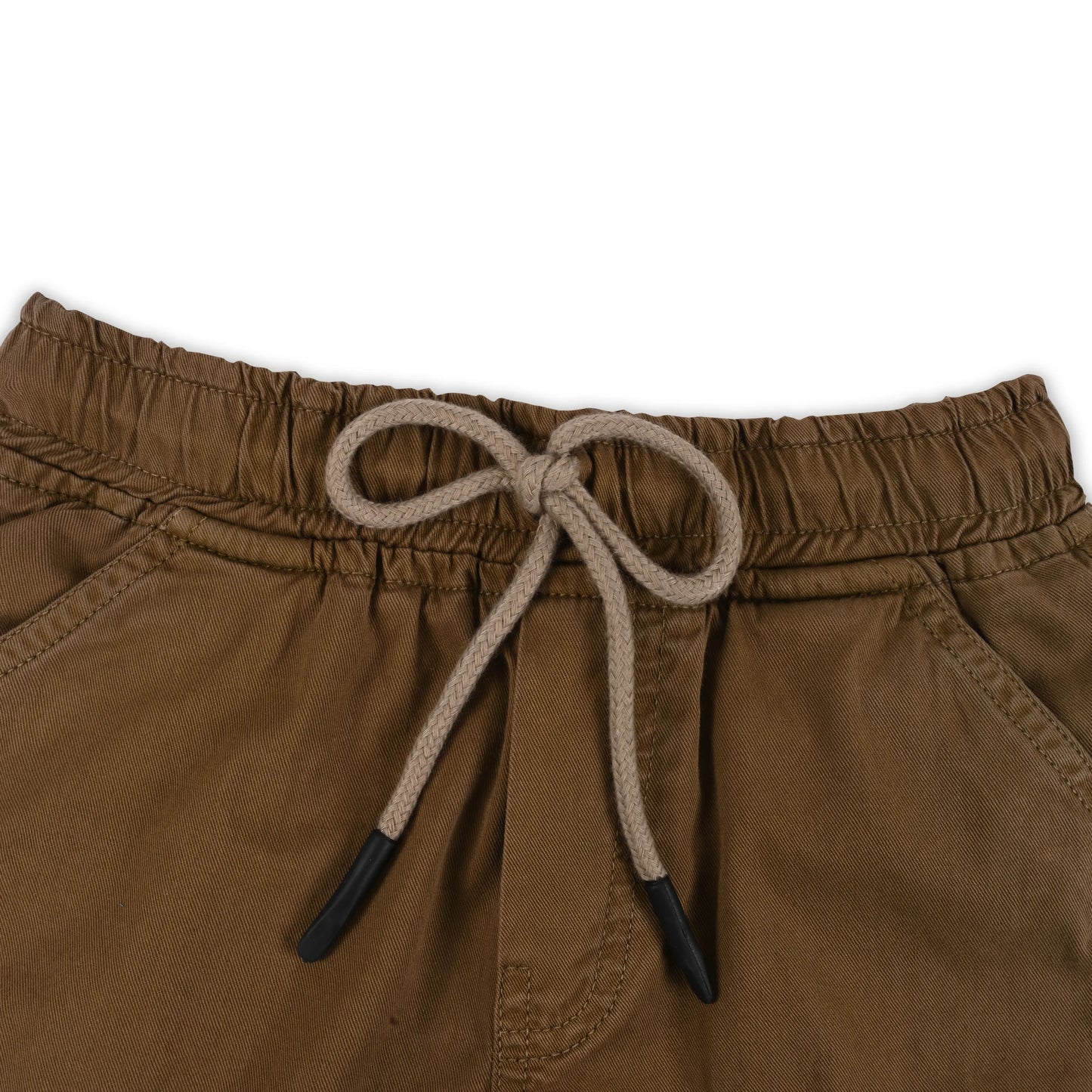 Boys Cotton Denim Cargo Shorts with Drawstring Waist