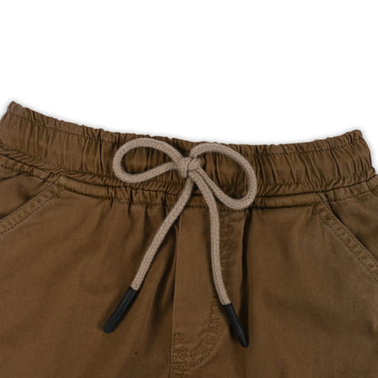 Boys Cotton Denim Cargo Shorts with Drawstring Waist