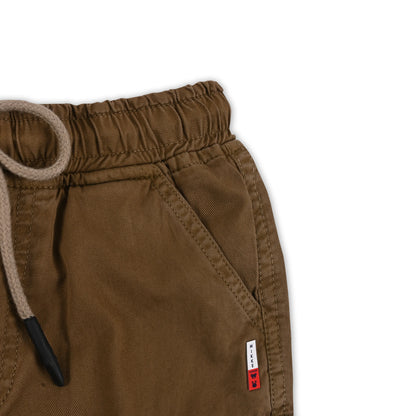 Boys Cotton Denim Cargo Shorts with Drawstring Waist