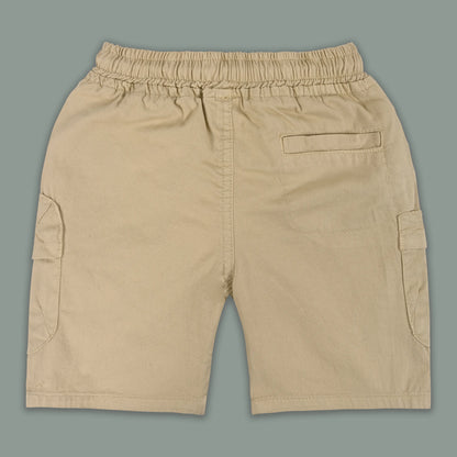 Boys Cotton Denim Cargo Shorts with Drawstring Waist