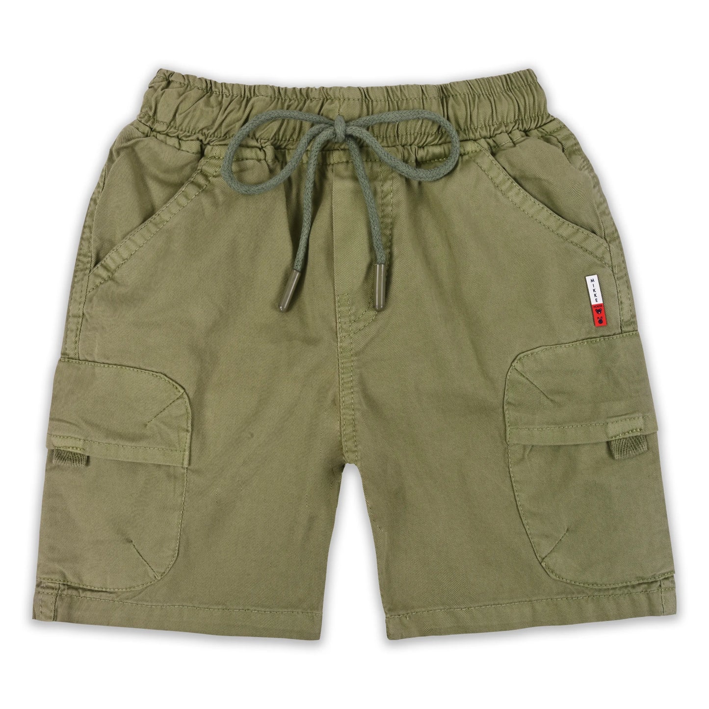 Boys Cotton Denim Cargo Shorts with Drawstring Waist