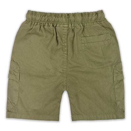 Boys Cotton Denim Cargo Shorts with Drawstring Waist