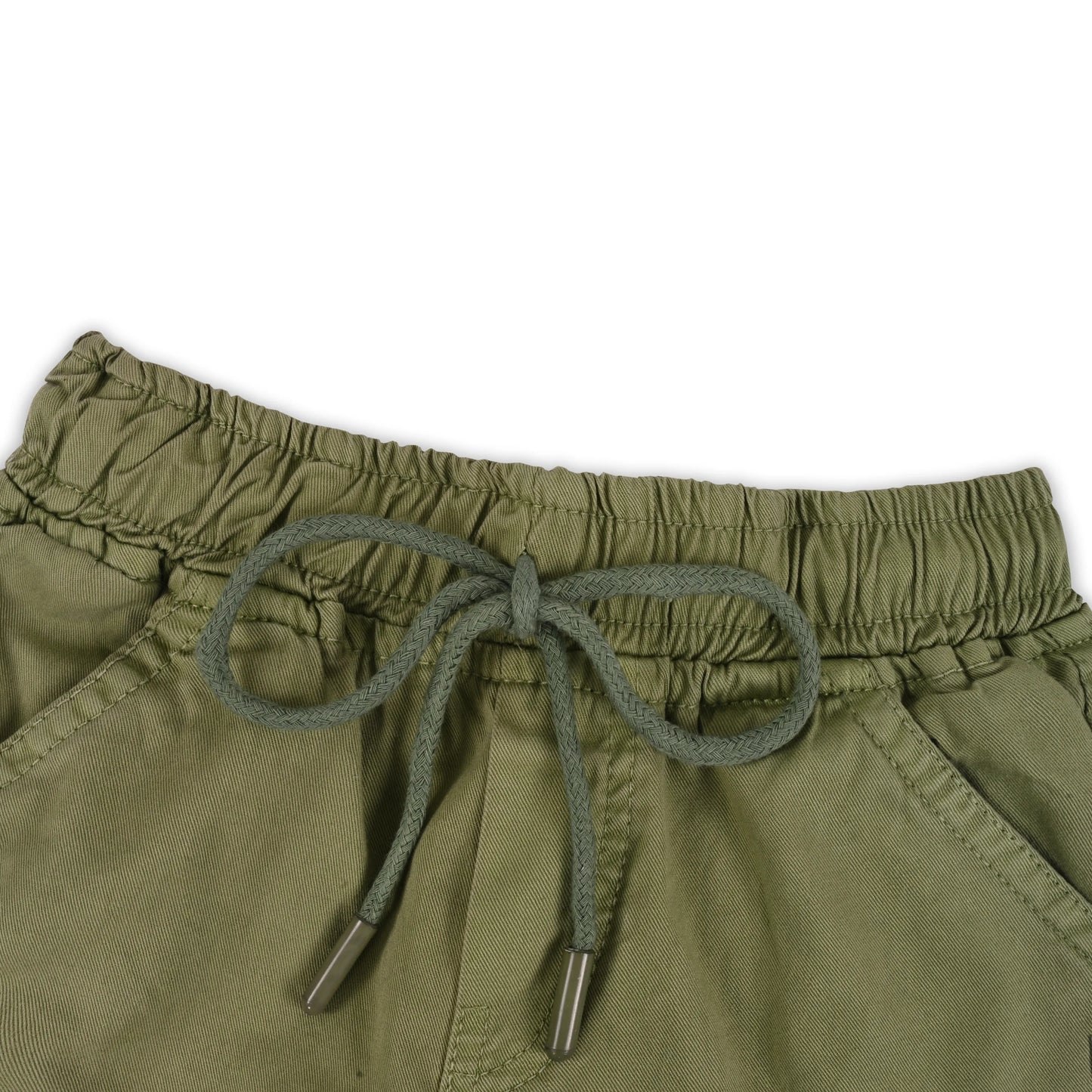 Boys Cotton Denim Cargo Shorts with Drawstring Waist