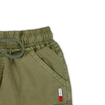 Boys Cotton Denim Cargo Shorts with Drawstring Waist