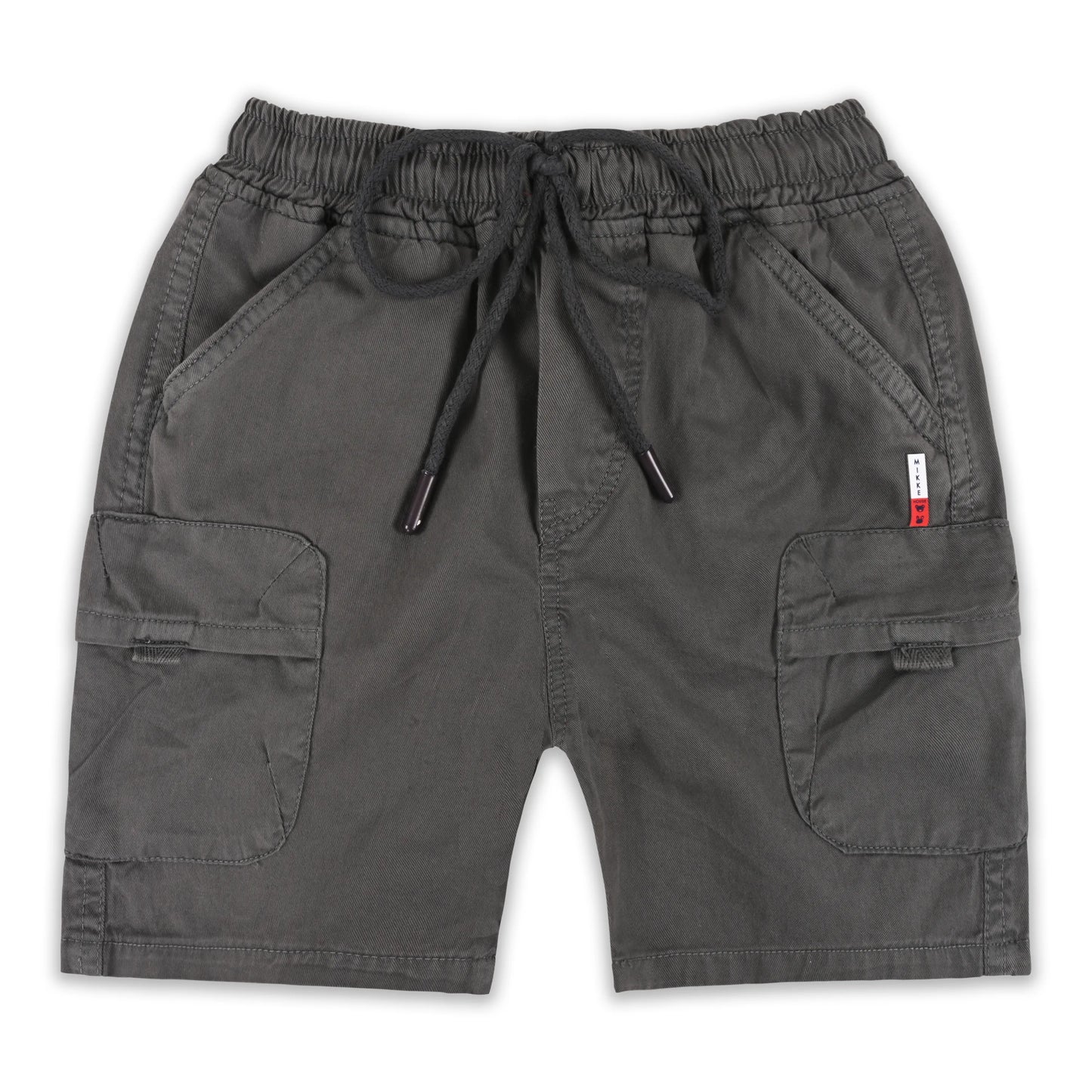 Boys Cotton Denim Cargo Shorts with Drawstring Waist