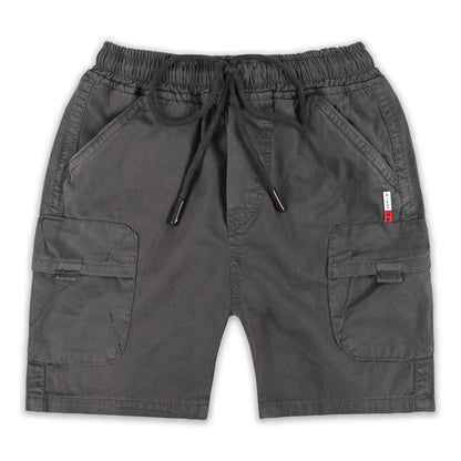 Boys Cotton Denim Cargo Shorts with Drawstring Waist