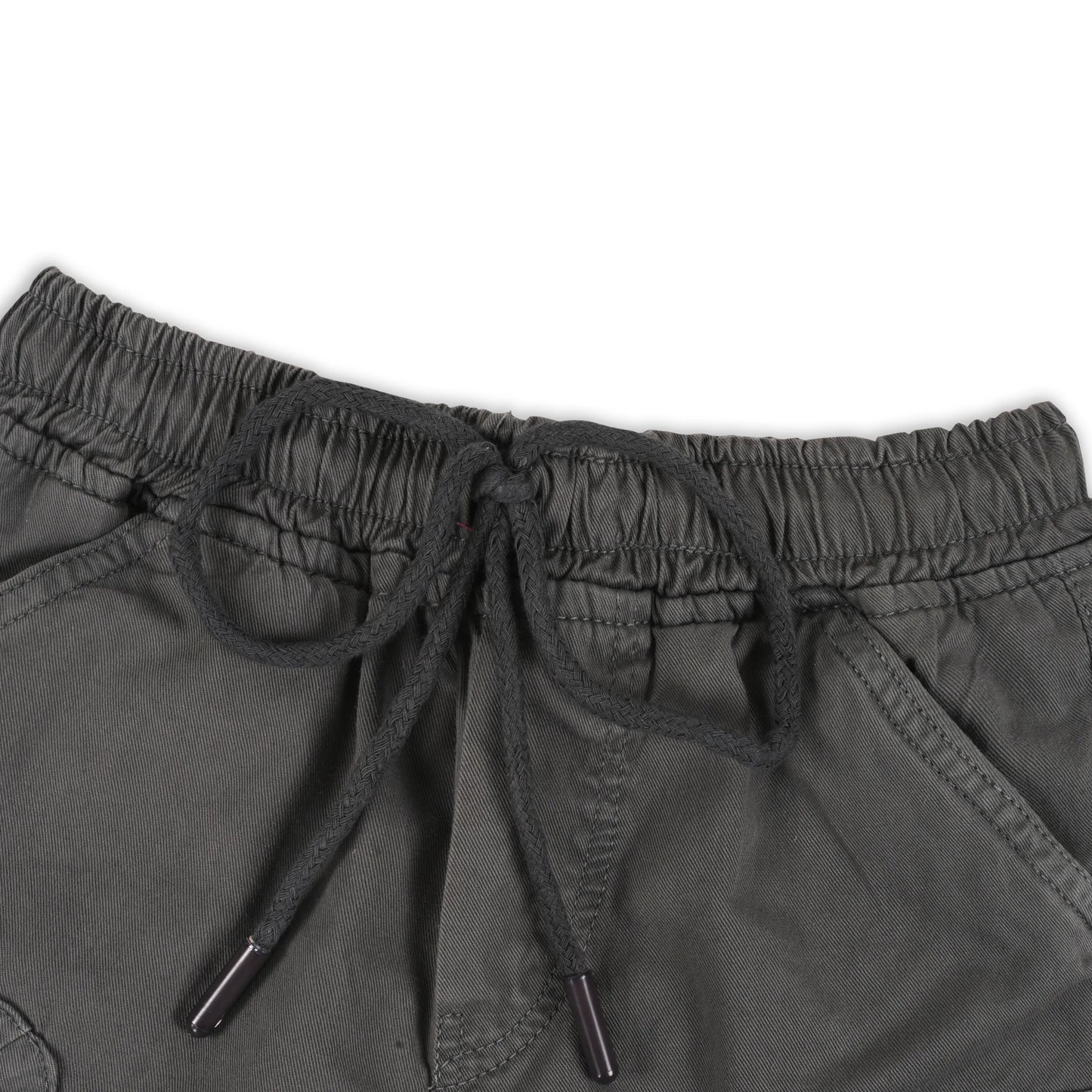 Boys Cotton Denim Cargo Shorts with Drawstring Waist