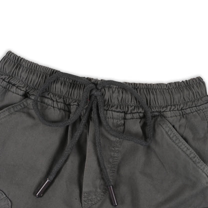 Boys Cotton Denim Cargo Shorts with Drawstring Waist