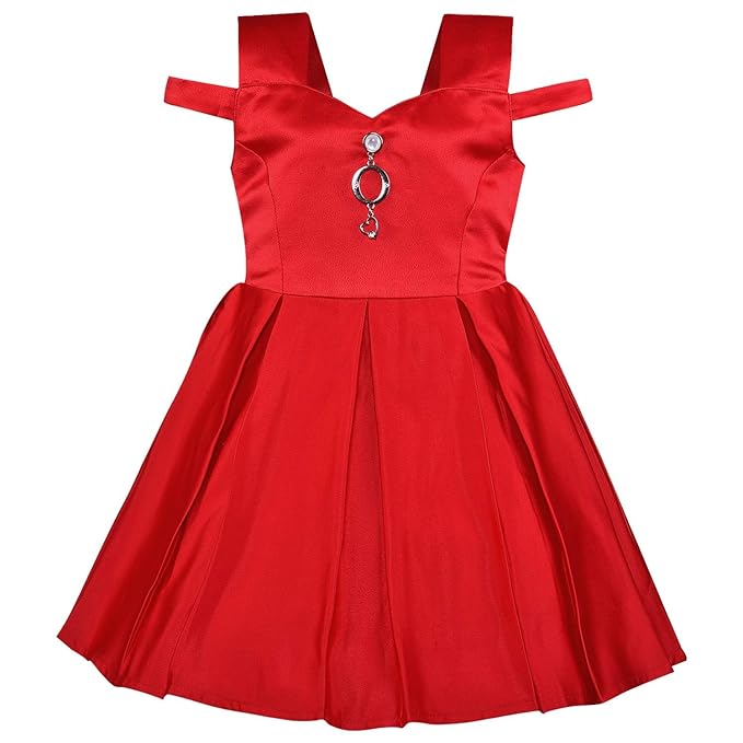 Girls Full Sleeve Solid Fit and Flare Frock Dress