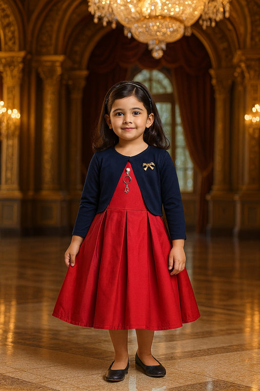 Girls Full Sleeve Solid Fit and Flare Frock Dress