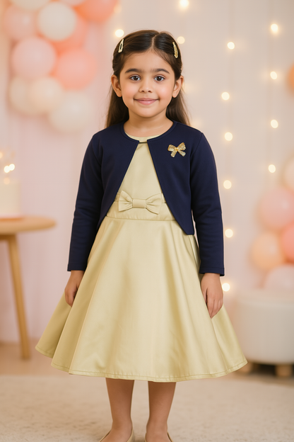 Girls Full Sleeve Solid A-Line Frock Dress