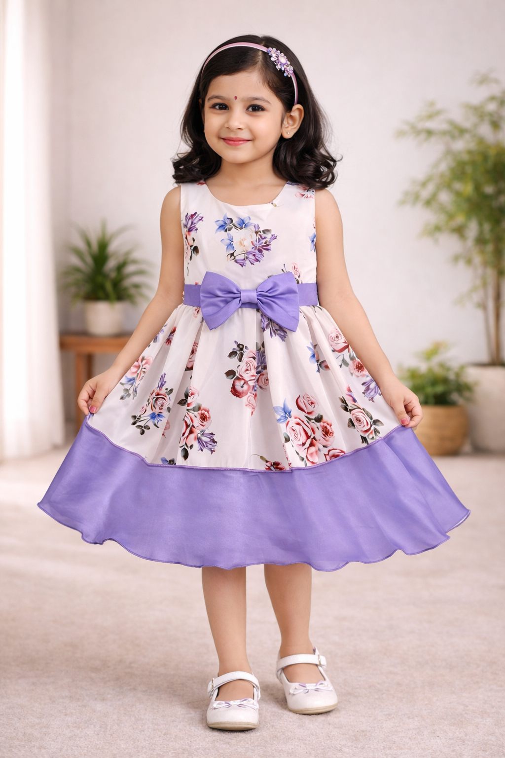 Wish Karo Baby Girls Cotton Frock Dress-(stn745pplnw)