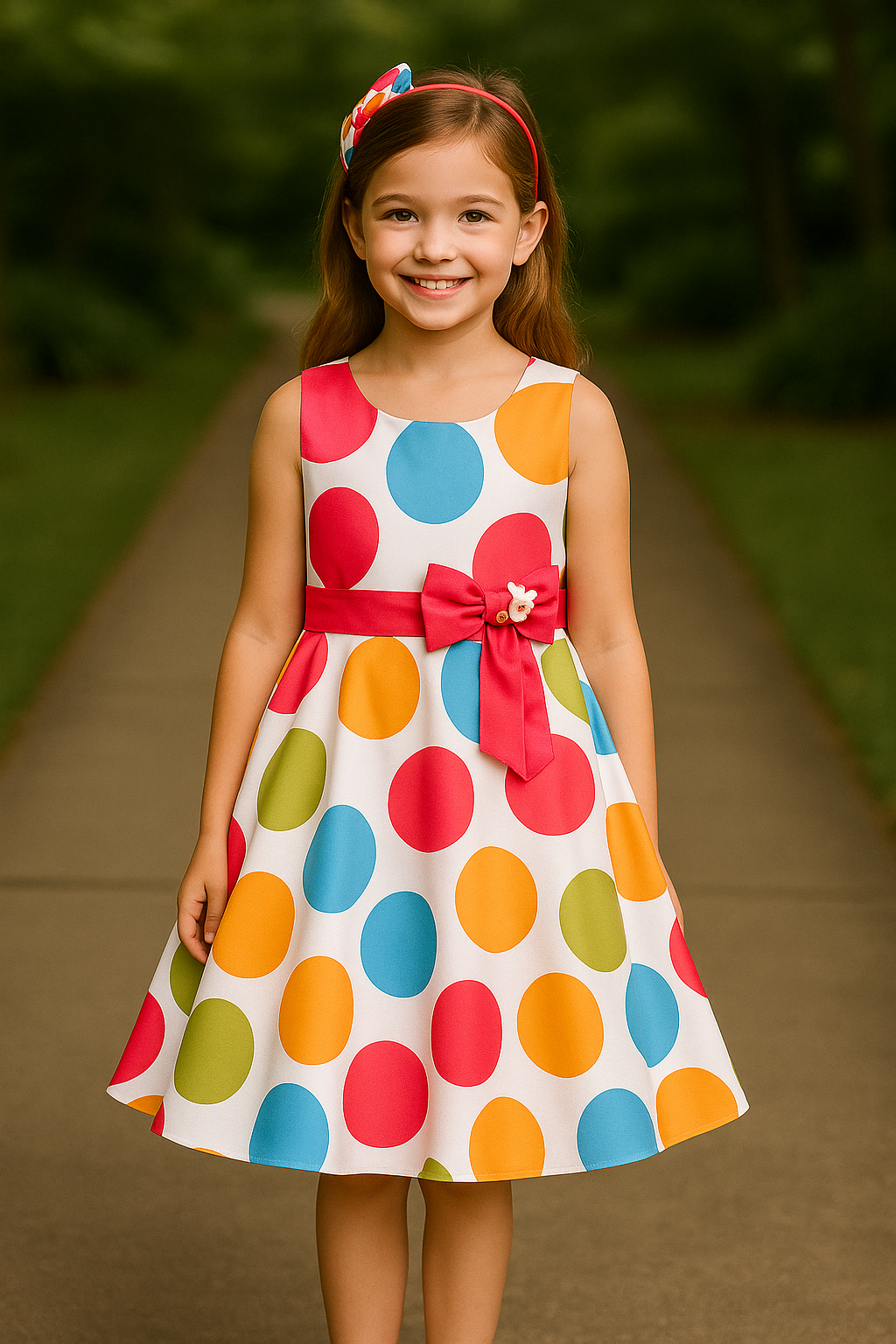 Pink Polka Dots Printed Dress