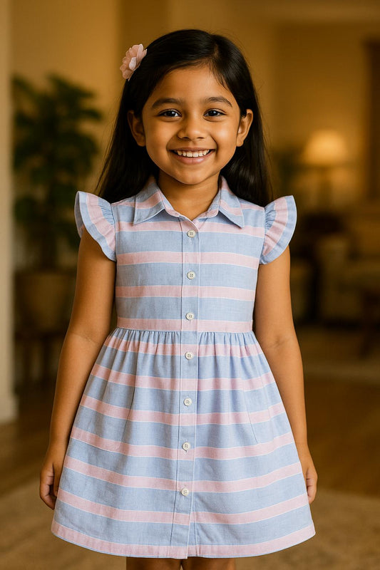 Girls Checked Fit and Flare Frock Dress