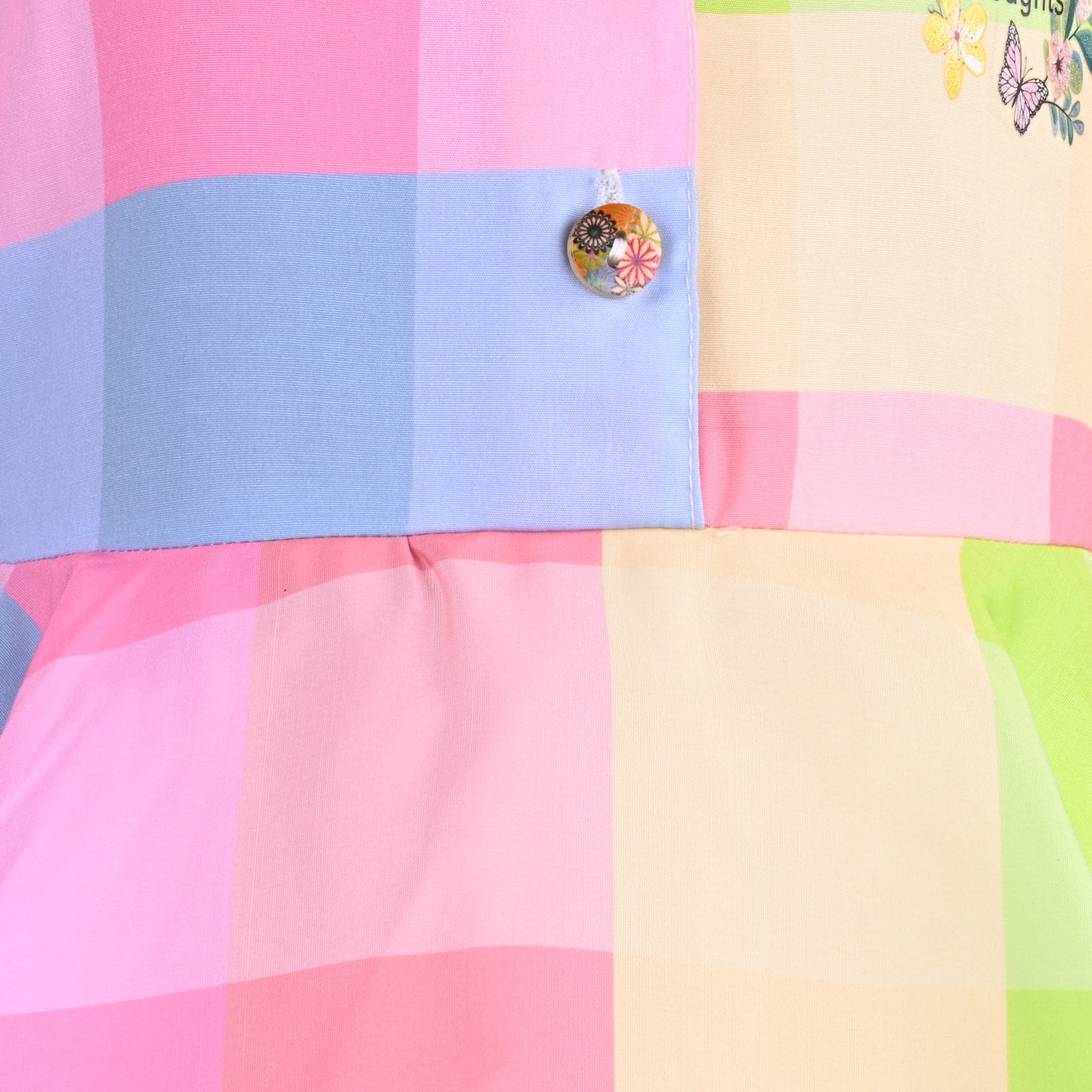 Girls Checked Short Sleeve Fit and Flare Frock Dress