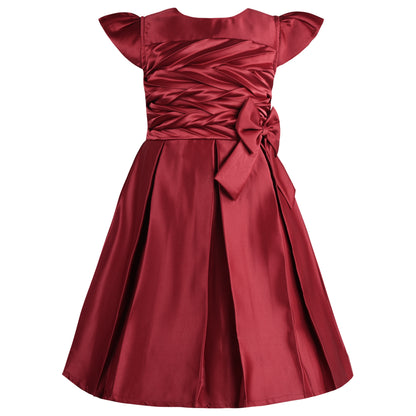 Girls Pleated Solid Fit and Flare Frock Dress
