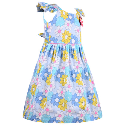 Girls Floral Print A-Line Frock Dress