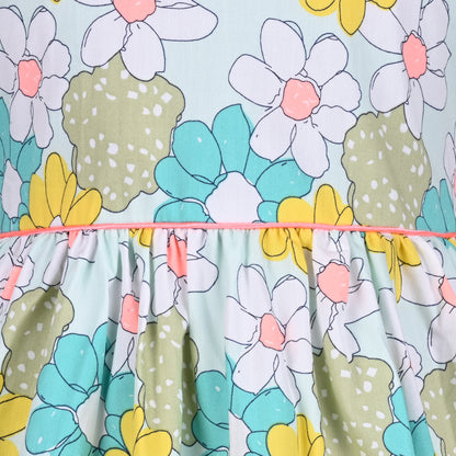Girls Floral Print A-Line Frock Dress