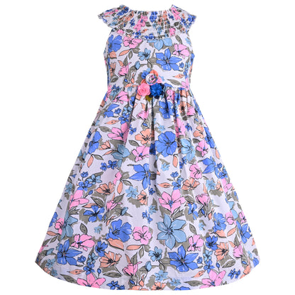 Girls Floral Print A-Line Frock Dress