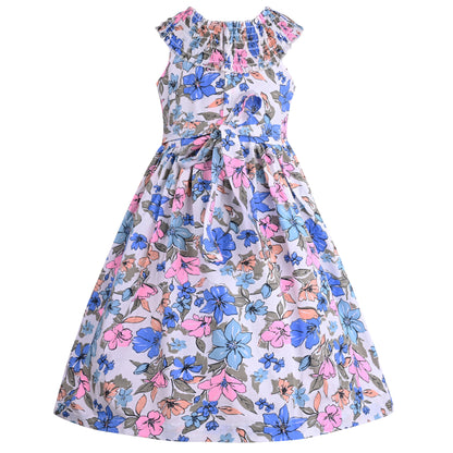 Girls Floral Print A-Line Frock Dress