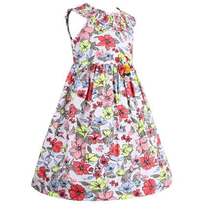 Girls Floral Print A-Line Frock Dress