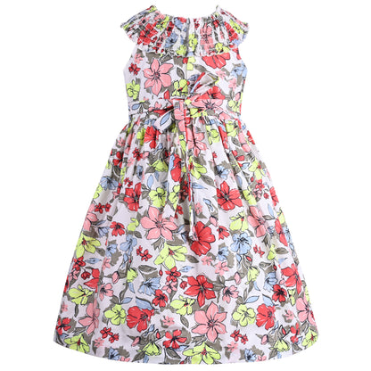 Girls Floral Print A-Line Frock Dress