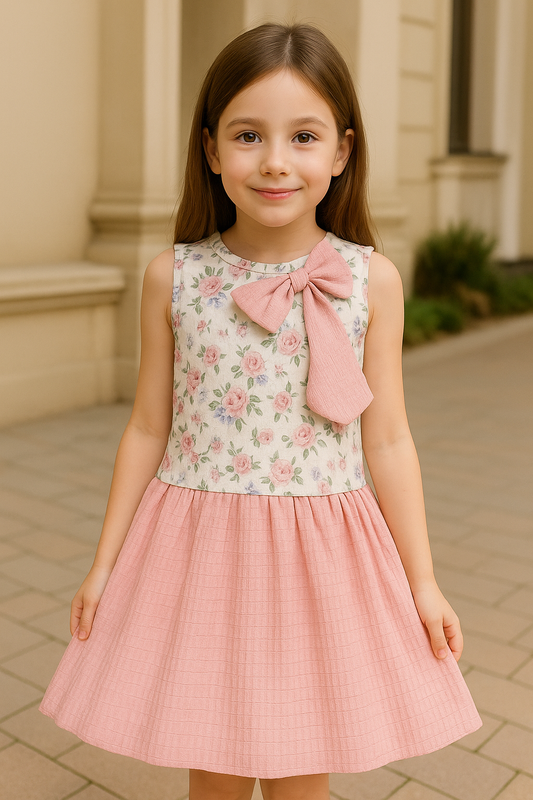 Girls Floral Print Fit and Flare Frock Dress