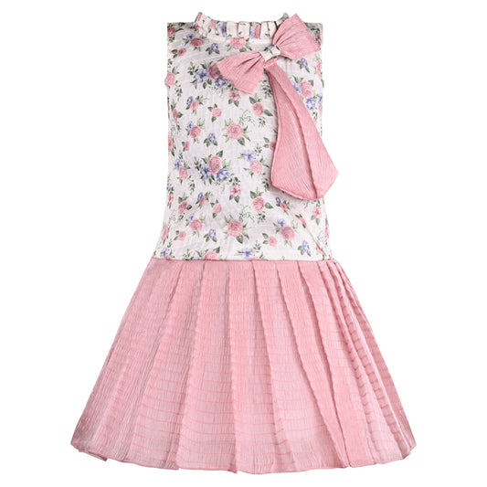 Girls Floral Print Fit and Flare Frock Dress