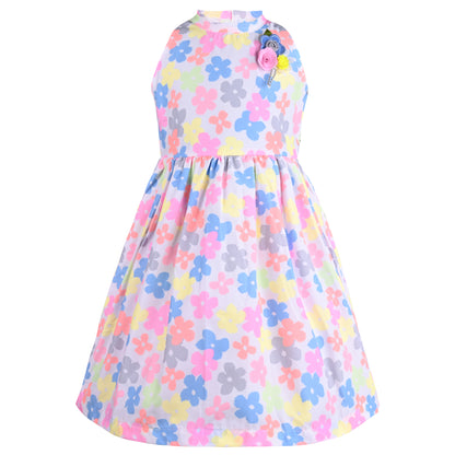 Girls Floral Print A-Line Frock Dress