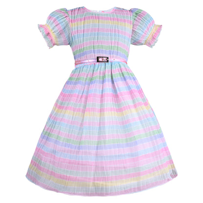 Girls Striped A-Line Frock Dress
