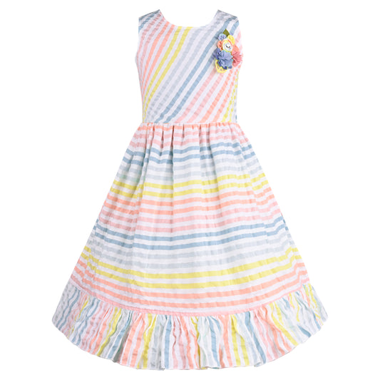 Girls Striped A-Line Frock Dress