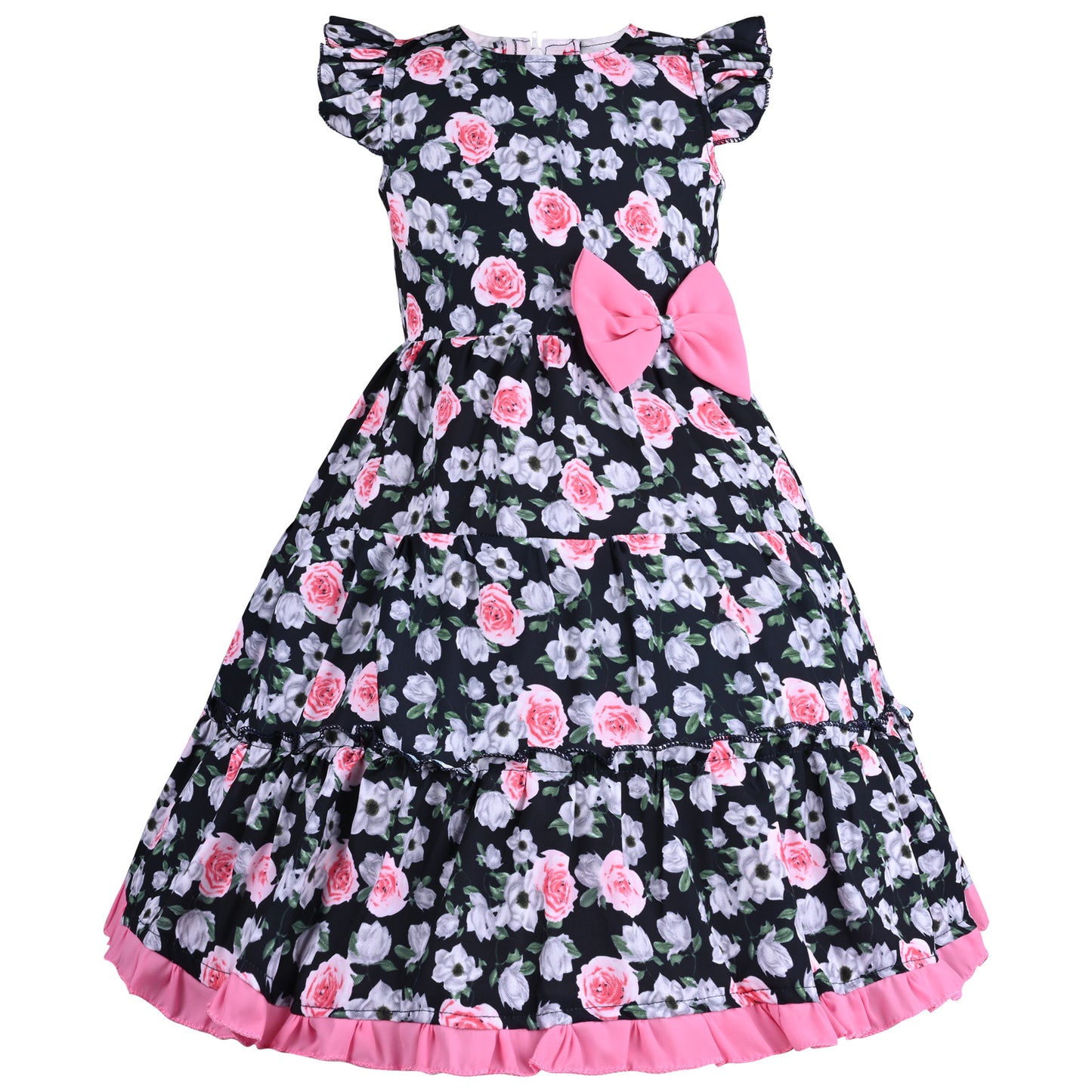 Girls Floral Print Fit and Flare Frock Dress