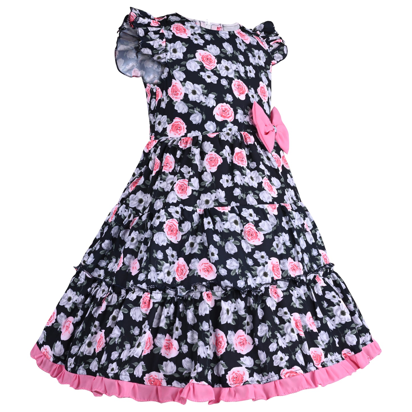 Girls Floral Print Fit and Flare Frock Dress