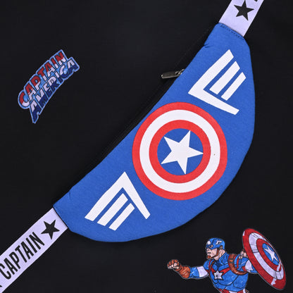 Marvel Captain America Kids Sweatshirt with Sling Bag Print â€“ Cotton Blend