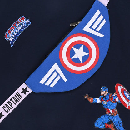Marvel Captain America Kids Sweatshirt with Sling Bag Print â€“ Cotton Blend